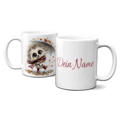 personalisierte Tasse mit tollen Herbstmotiven - Tiere Igel Goldener Herbst Blätter Regenschirm personalisierte Tasse mit tollen Herbstmotiven - Tiere Igel Goldener Herbst Blätter Regenschirm