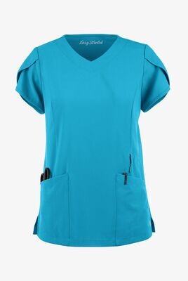 Women&#39;s 4-Pocket V-Neck Scrub Top with Petal Sleeves