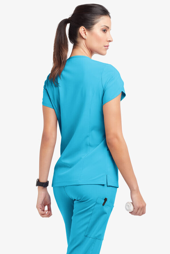 Women&#39;s 4-Pocket V-Neck Scrub Top with Petal Sleeves