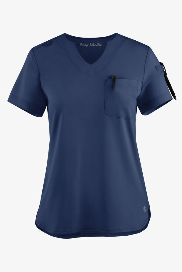 Women&#39;s 4-Pocket V-Neck Scrub Top with Petal Sleeves