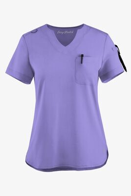 Women&#39;s 4-Pocket V-Neck Scrub Top with Petal Sleeves