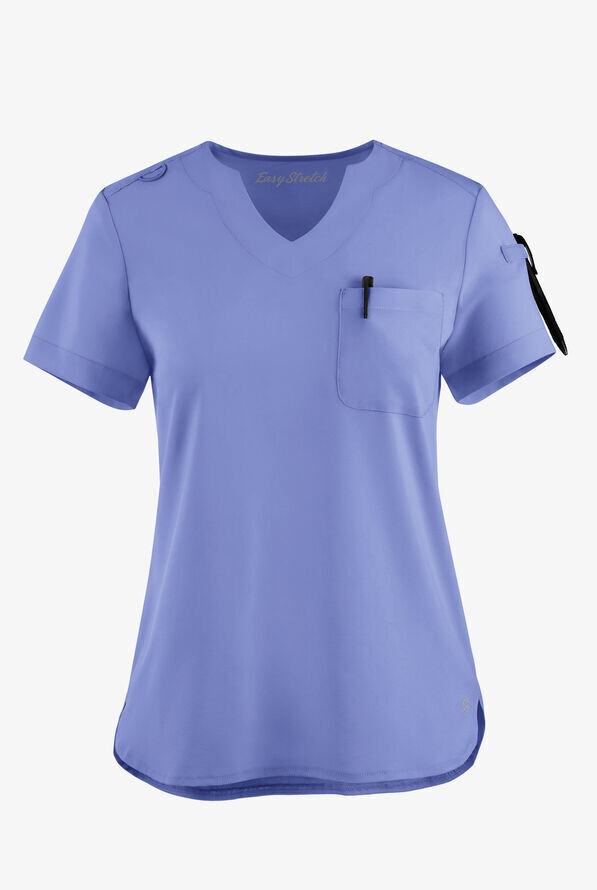 Women&#39;s 4-Pocket V-Neck Scrub Top with Petal Sleeves