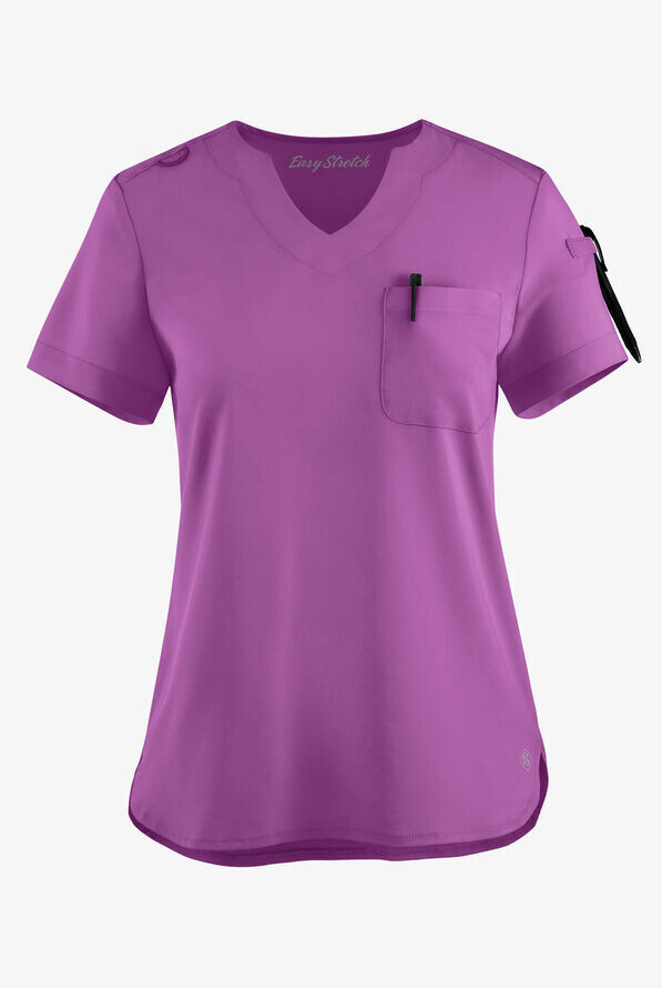 Women&#39;s 4-Pocket V-Neck Scrub Top with Petal Sleeves