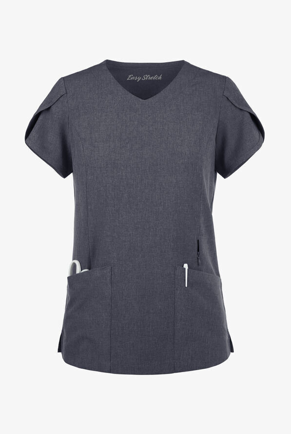 Women&#39;s 4-Pocket V-Neck Scrub Top with Petal Sleeves