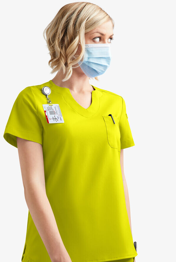 Women&#39;s 4-Pocket V-Neck Scrub Top with Petal Sleeves