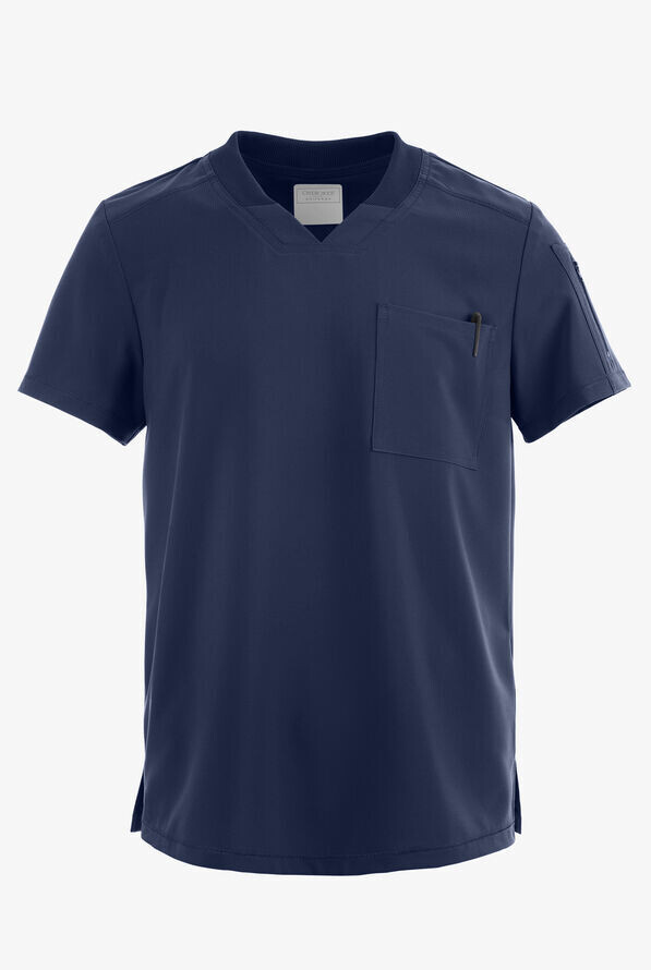 Men&#39;s 2-Pocket STRETCH Rib-Knit Neckband V-Neck Scrub Top