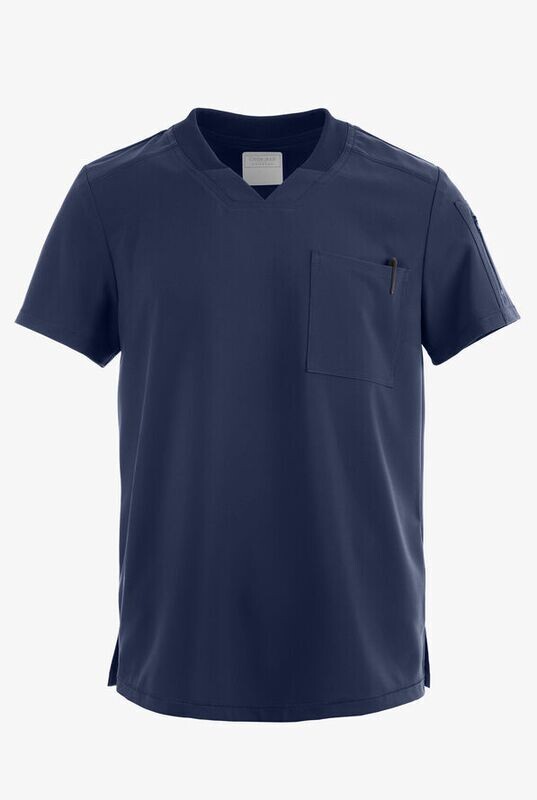 Men&#39;s 2-Pocket STRETCH Rib-Knit Neckband V-Neck Scrub Top