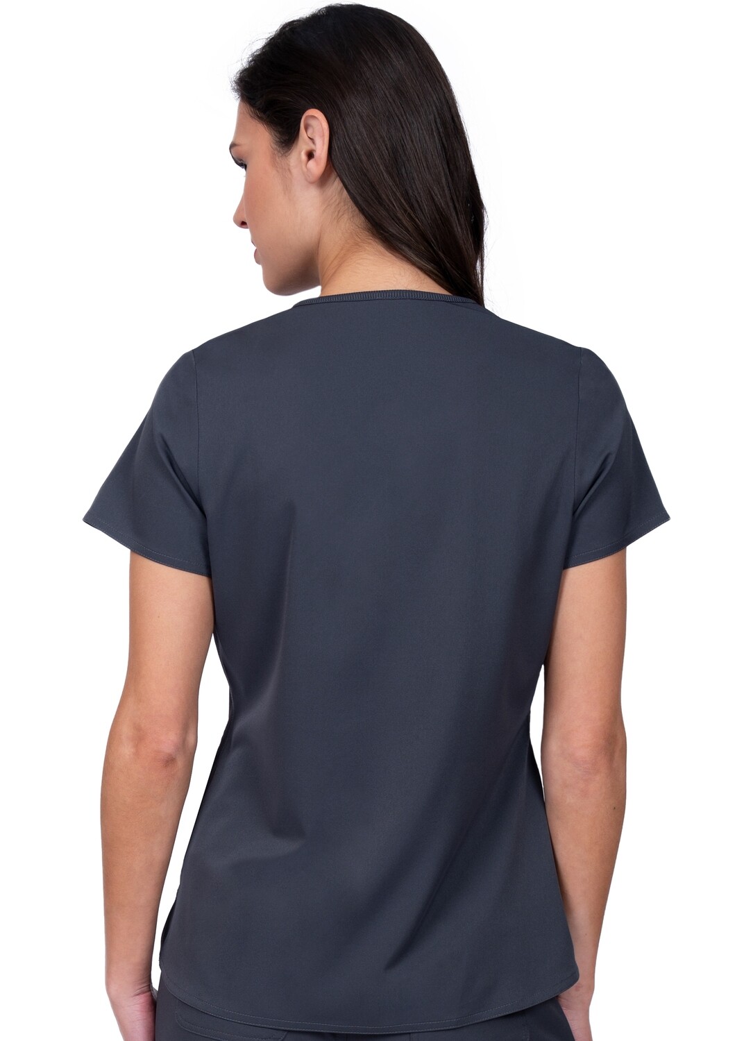 V-neck tuck in or wear out top with slanted side knit panels