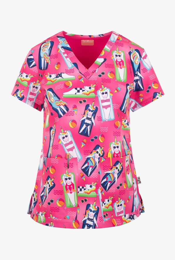 Zavate Poolside Unicorns  Women&#39;s Scrub Top