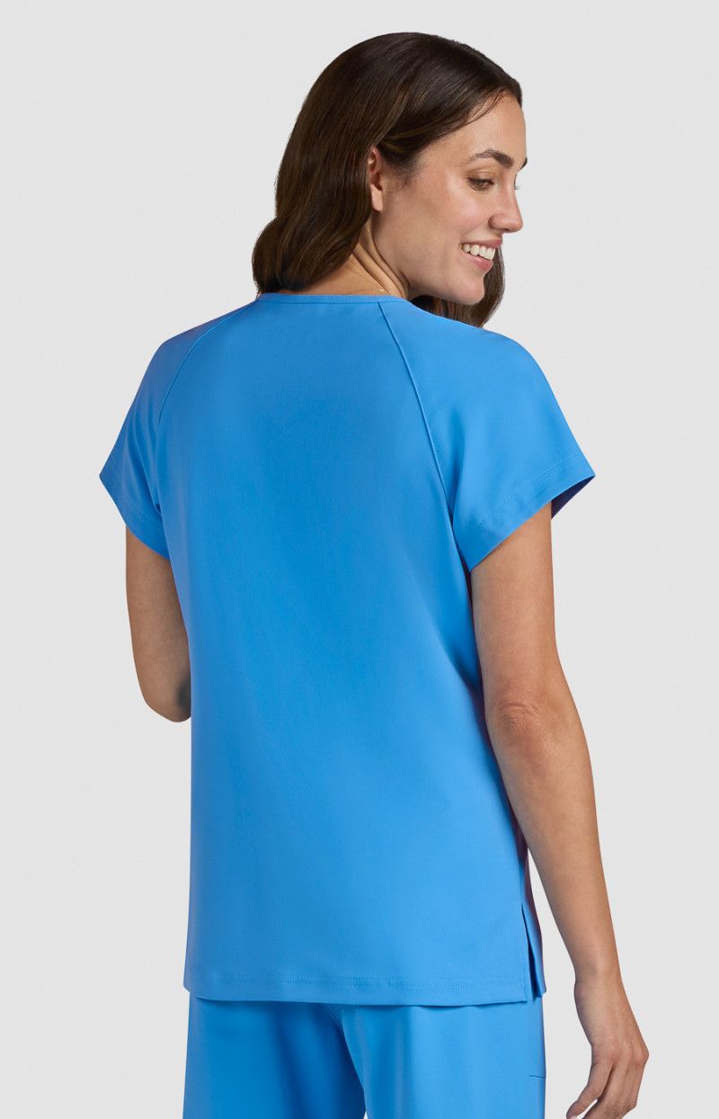 koi | SmileyWorld Ecstatic Women&#39;s 1-Pocket Zipper-Neck Scrub Top