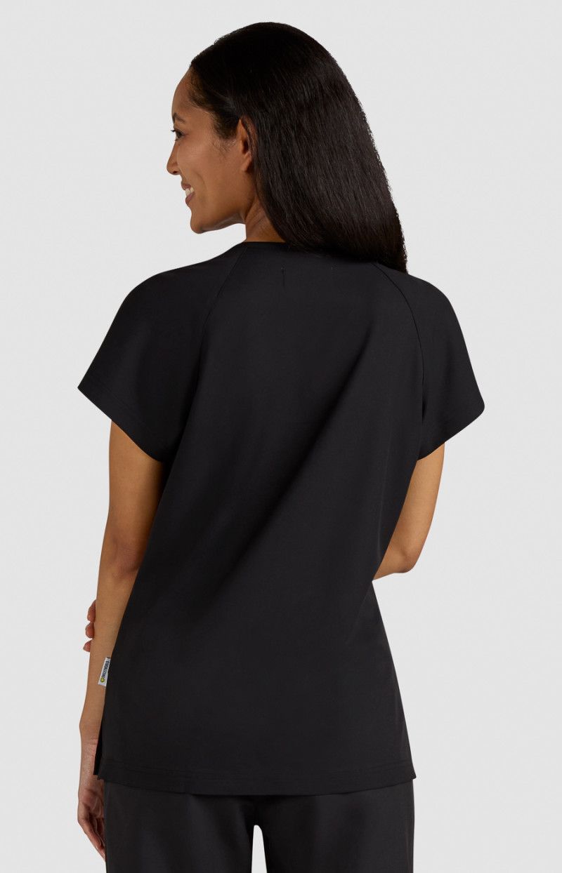 koi | SmileyWorld Ecstatic Women&#39;s 1-Pocket Zipper-Neck Scrub Top