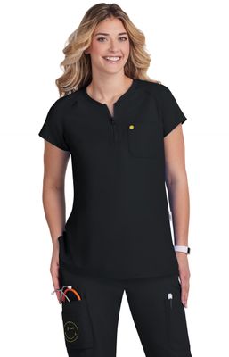 Koi | SmileyWorld Ecstatic Women&#39;s 1-Pocket Zipper-Neck Scrub Top