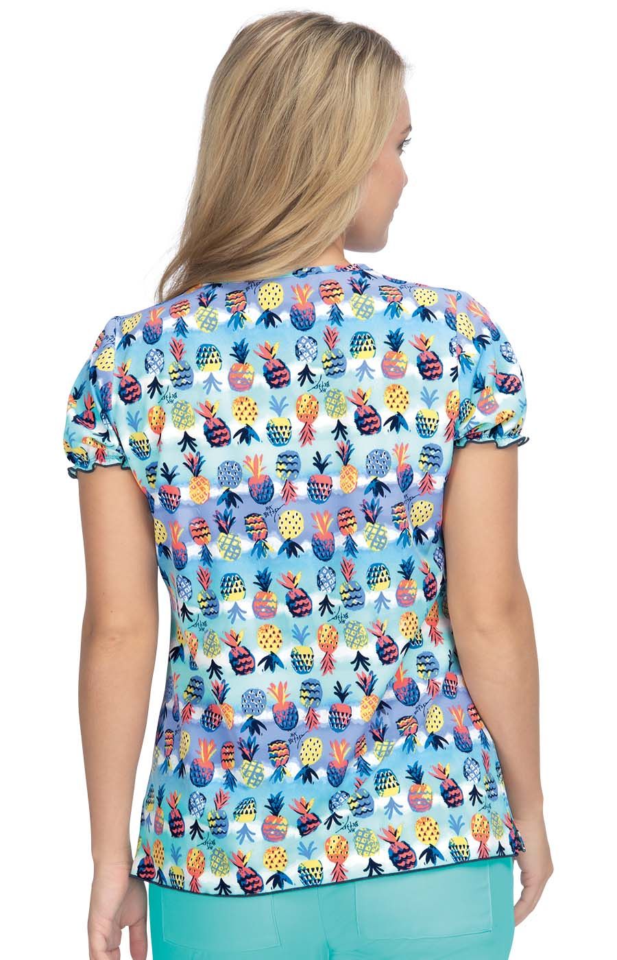 Betsey Johnson Blossom Women&#39;s 2-Pocket Stretch Print Scrub Top