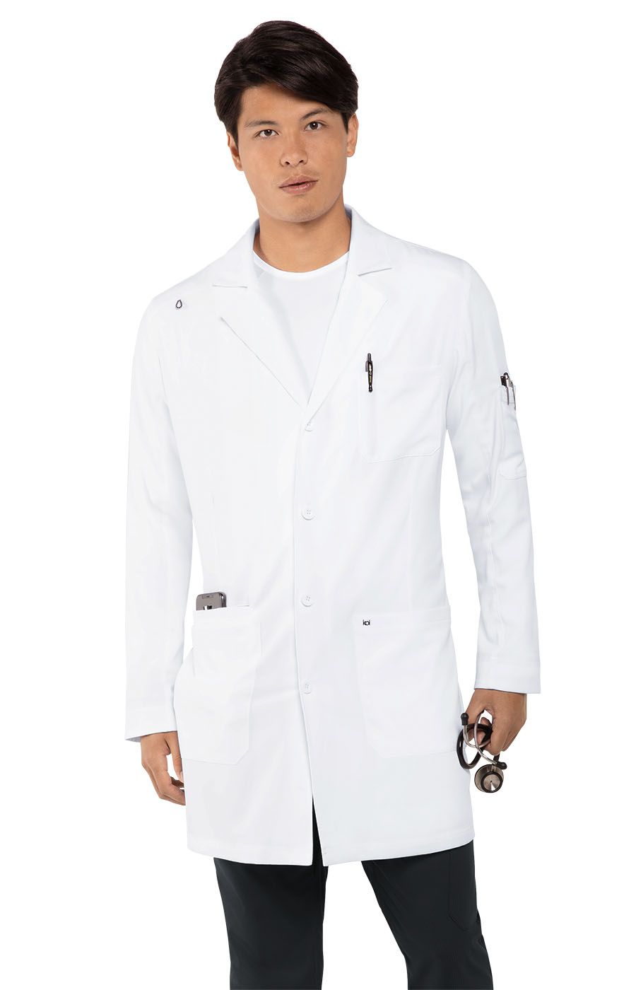 koi Scrubs Essentials His Everyday Men&#39;s 5-Pocket Stretch Lab Coat