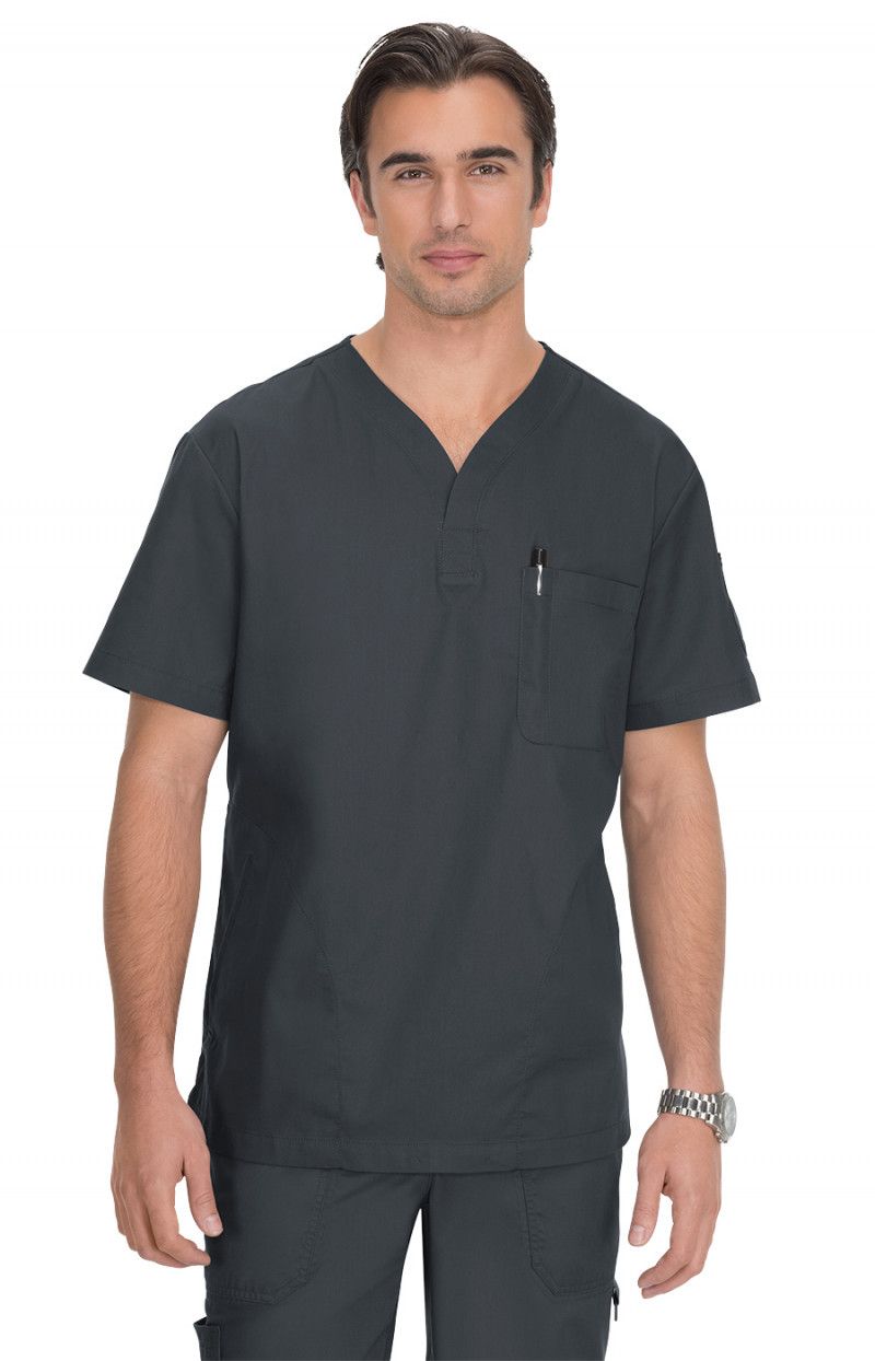 koi Classics Jason Men&#39;s 4-Pocket Henley Neck Scrub Top
