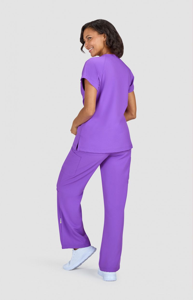 koi | SmileyWorld Ecstatic Women&#39;s 1-Pocket Zipper-Neck Scrub Top