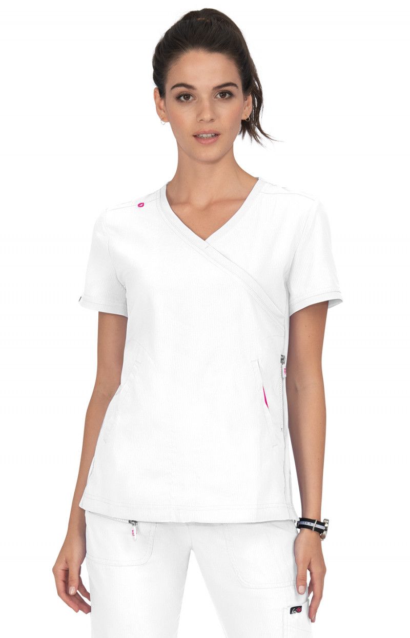 koi Lite Philosophy Women&#39;s 3-Pocket Mock-Wrap Scrub Top