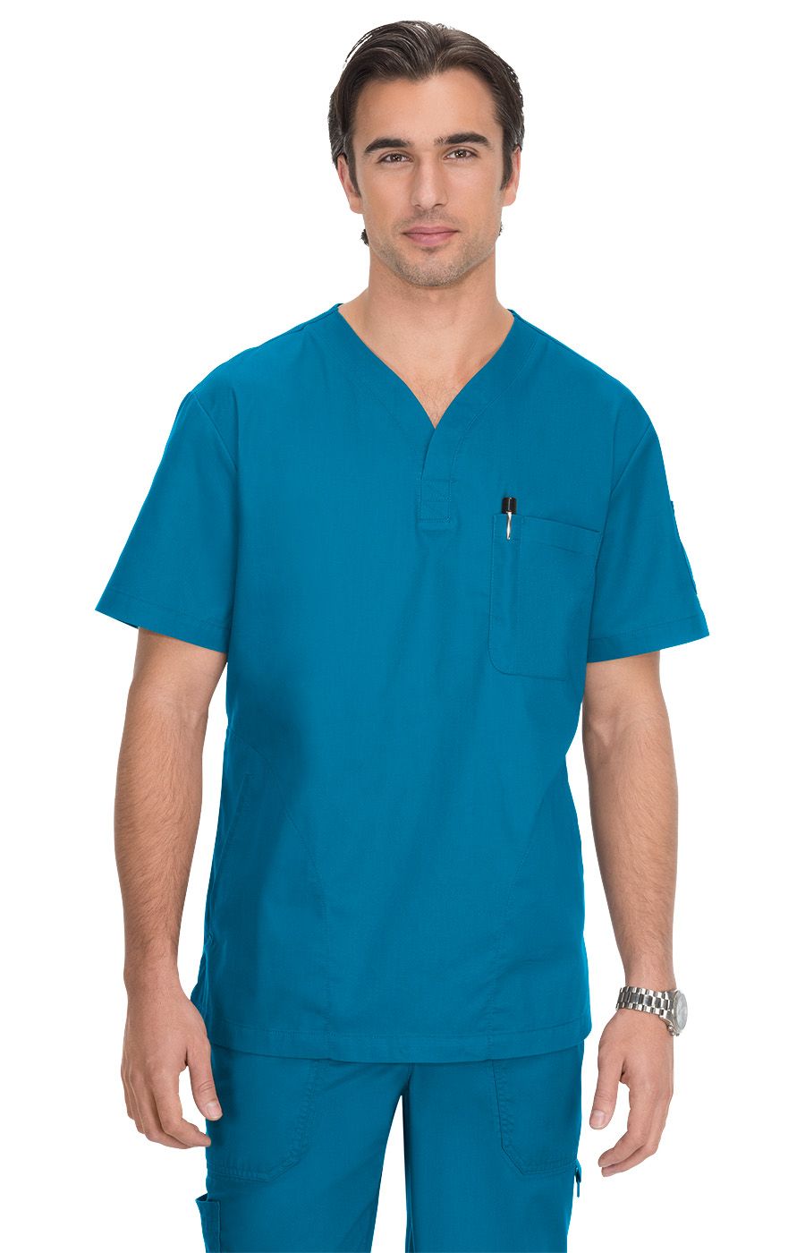 koi Classics Jason Men&#39;s 4-Pocket Henley Neck Scrub Top