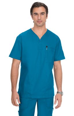 koi Classics Jason Men&#39;s 4-Pocket Henley Neck Scrub Top
