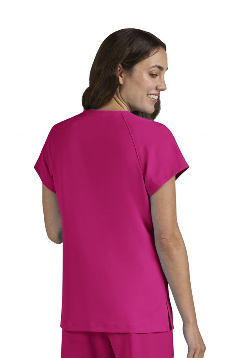koi | SmileyWorld Ecstatic Women&#39;s 1-Pocket Zipper-Neck Scrub Top