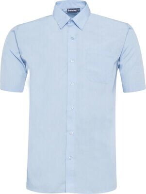 Blue Short Sleeved Shirts - Collar 11-14 Inches