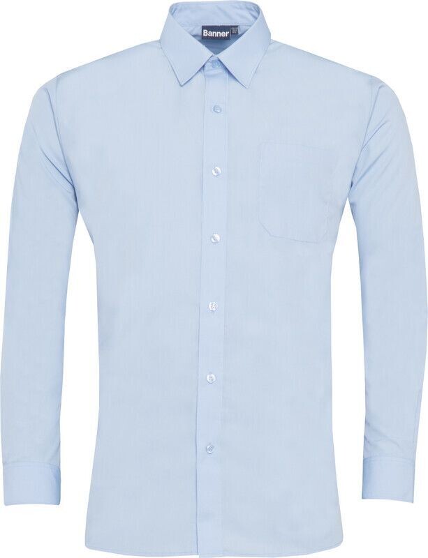 Blue Long Sleeved Shirts - Collar 11-14 Inches