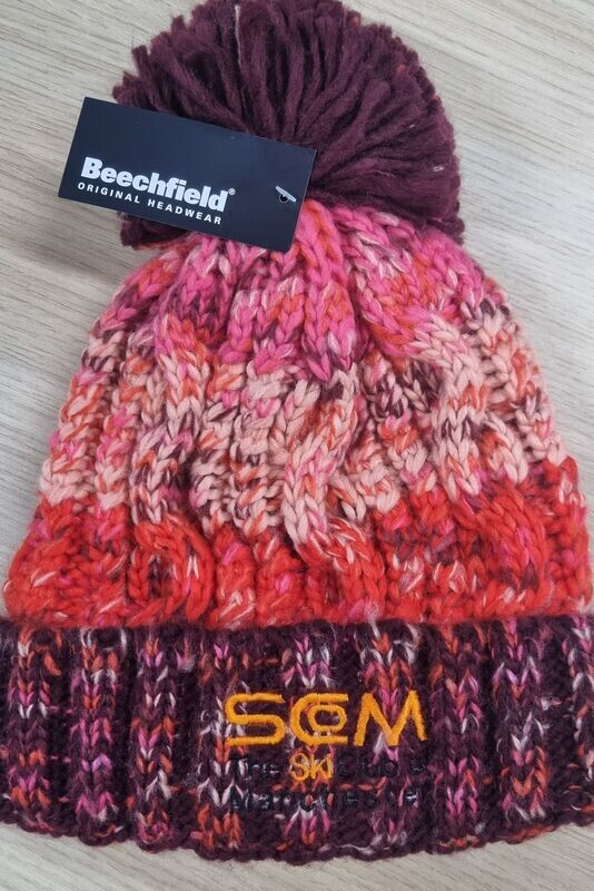 Ski Club of Manchester Corkscrew Pompom Beanie