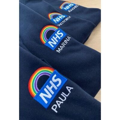 NHS Unisex Rainbow Zip Personalised Hoodie