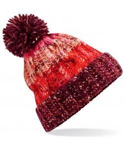 Ski Club of Manchester Corkscrew Pompom Beanie, Colour: Cherry Sorbet