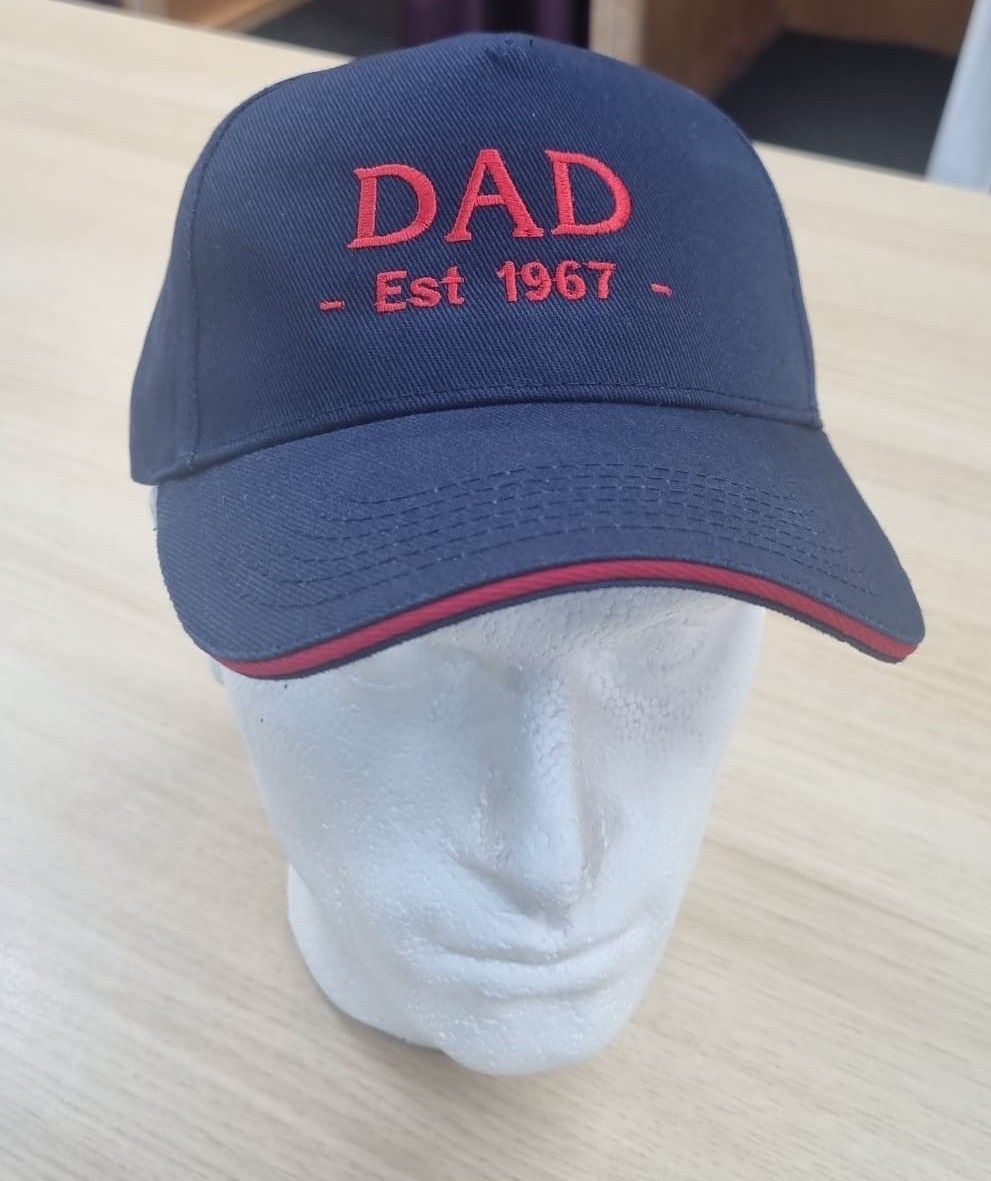 Dad Cap, Colour of Cap: Navy with Red Text