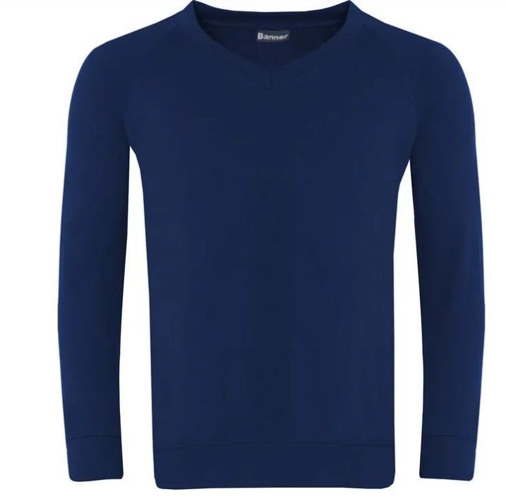 Plain V Neck Navy Sweatshirt