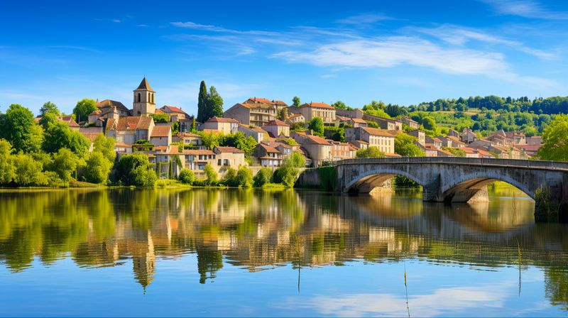 La ville de Bergerac avec sa rivière et son pont