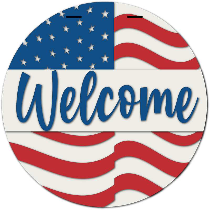 Star Spangled Flag Welcome Door Hanger