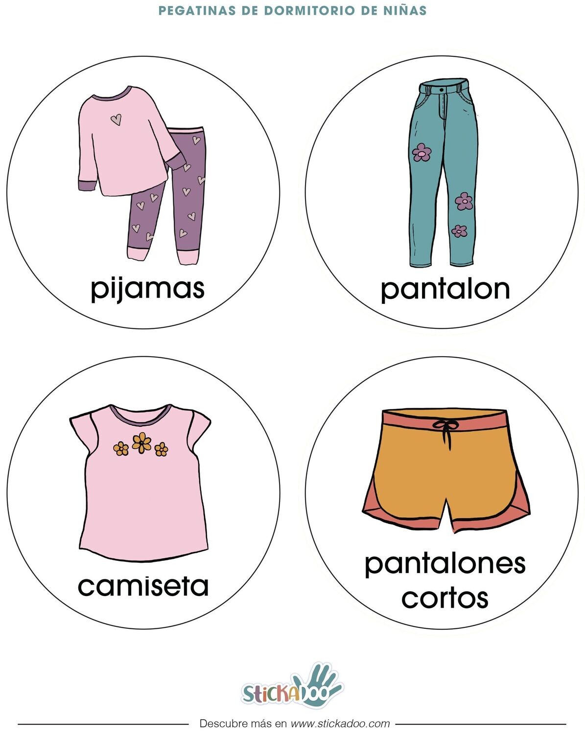 Girls Clothing Stickers Spanish