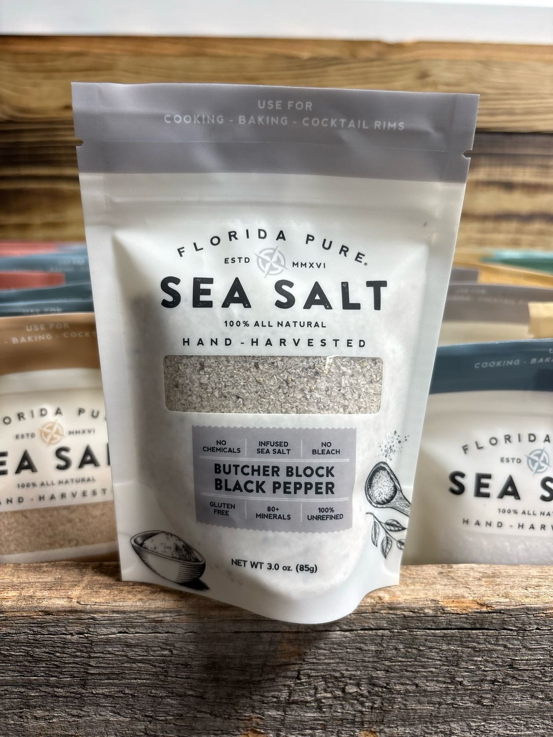 Florida Pure Sea Salt Black Pepper 3 oz Pouch Florida Pure Sea Salt Black Pepper 3 oz Pouch