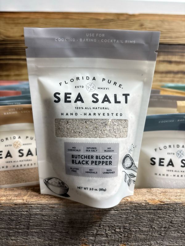Florida Pure Sea Salt Black Pepper 3 oz Pouch Florida Pure Sea Salt Black Pepper 3 oz Pouch