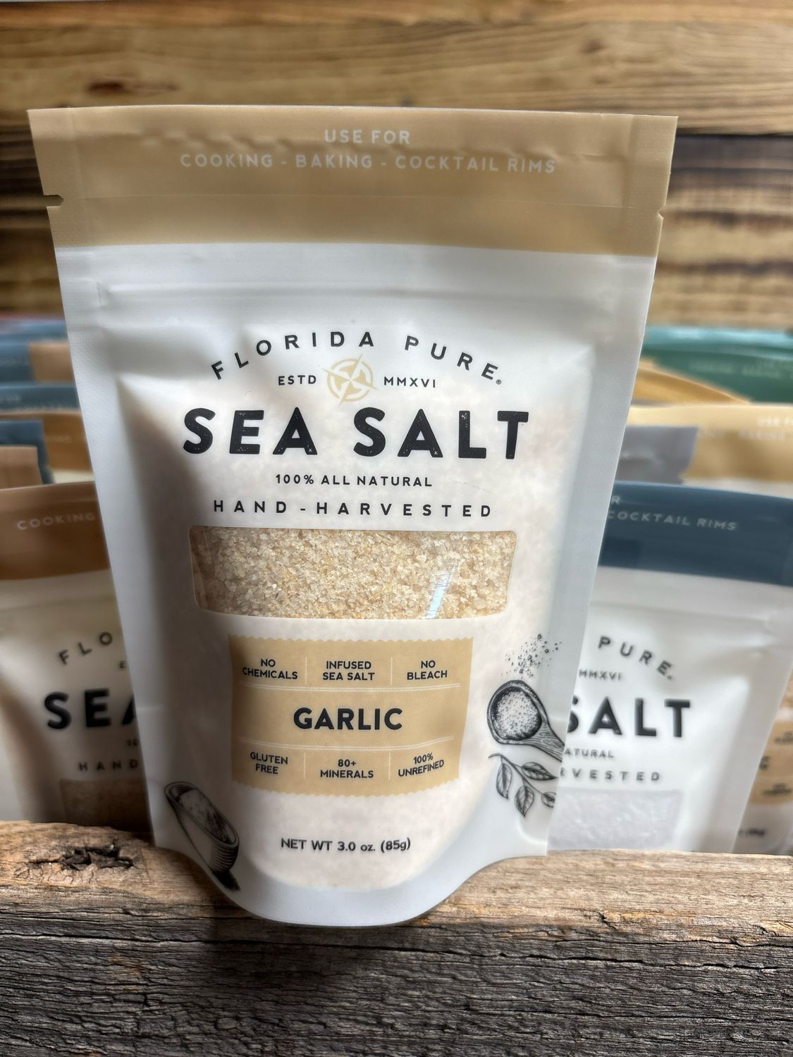 Florida Pure Sea Salt Garlic 3 oz Pouch Florida Pure Sea Salt Garlic 3 oz Pouch