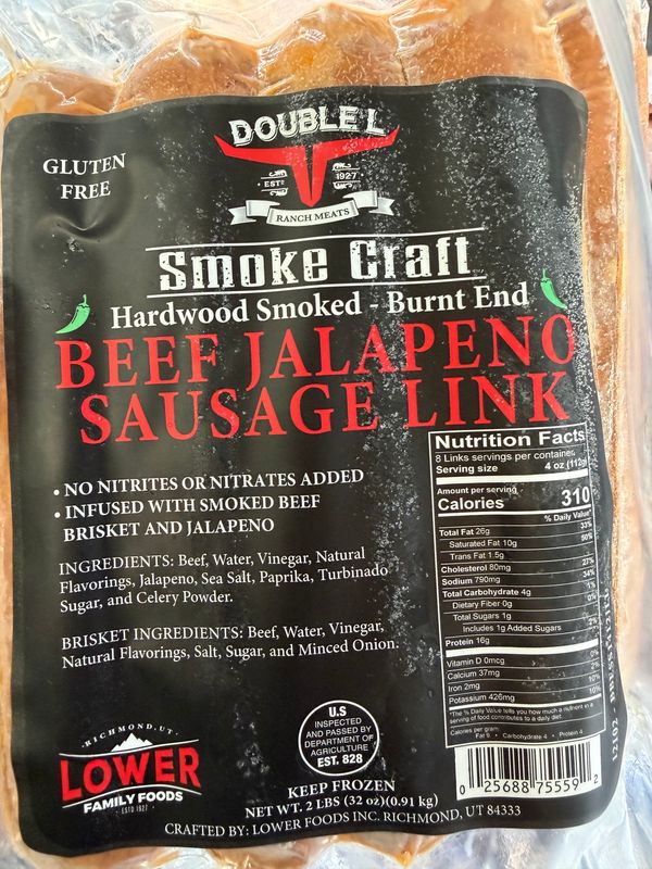 Beef Sausage Brisket Burnt end - Jalapeno 32 oz Beef Sausage Brisket Burnt end - Jalapeno 32 oz