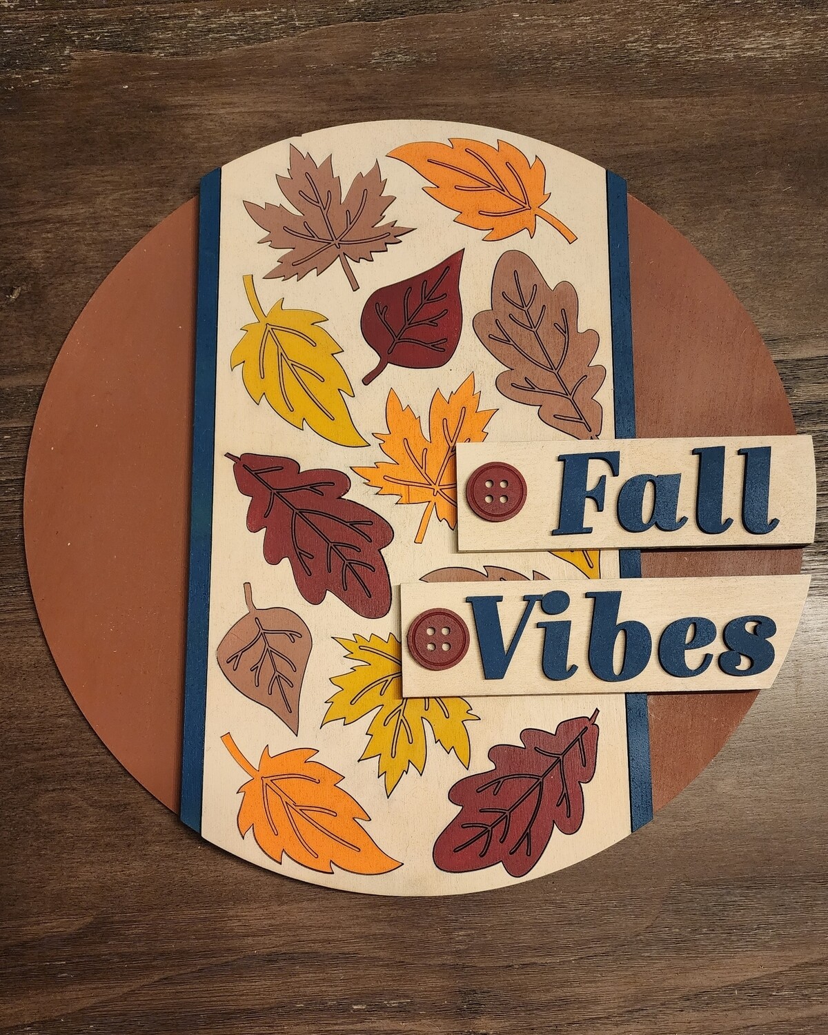 Fall Vibes 15 inch wooden sign