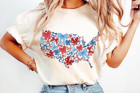 America coquette bow patriotic July 4th DTF Transfer