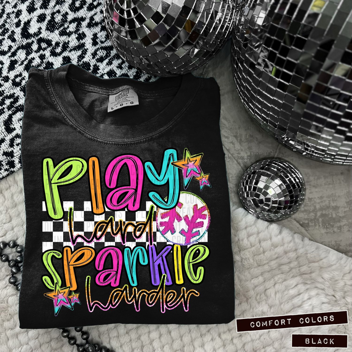 Plau hard sparkle harder baseball DTF Transfer