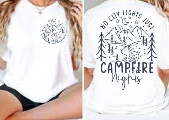 Camping No city lights only campfire nights DTF Transfer