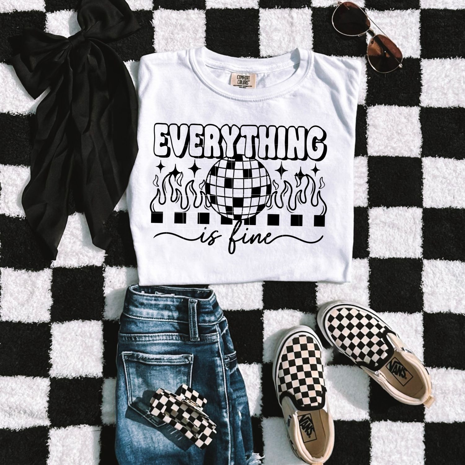Everything is fine checkered DTF Transfer