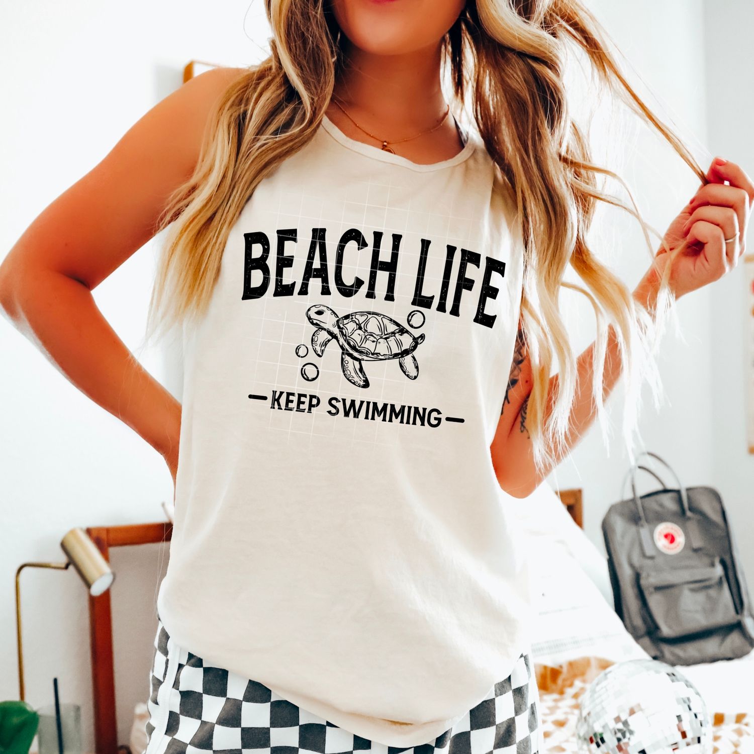 Beach life keep swimming turtle DTF Transfer