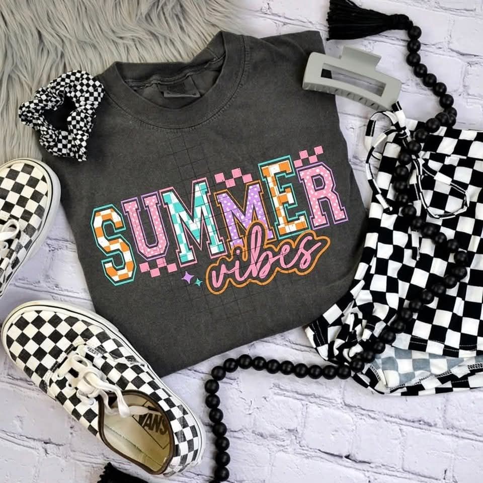Summer vibes checkered DTF Transfer