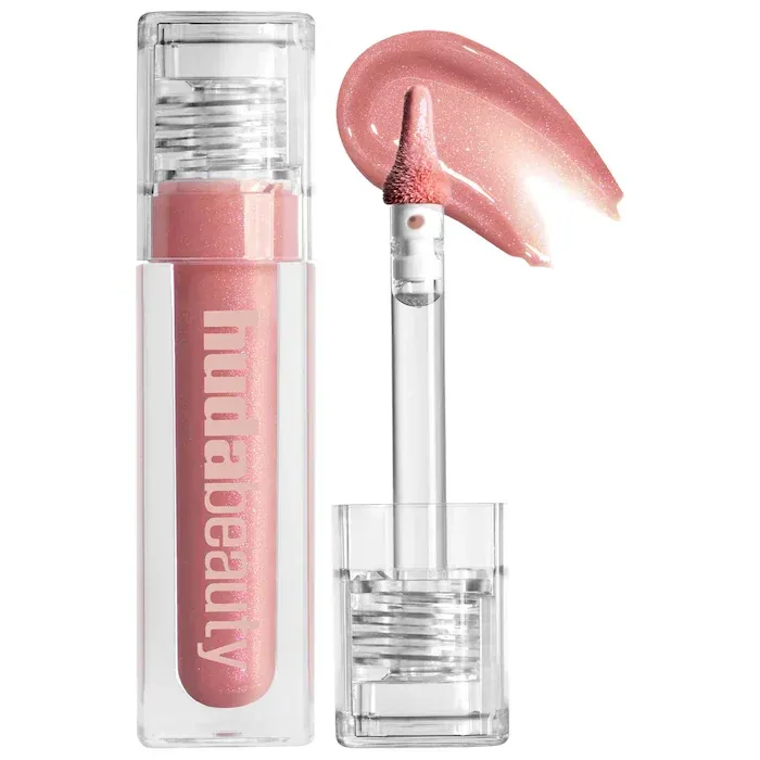 HUDA BEAUTY Faux Filler Shiny Non-Sticky Lip Gloss in she's Flirty