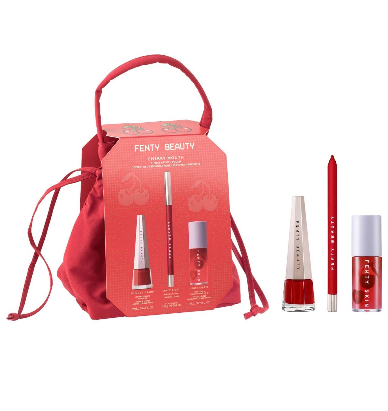 FENTY BEAUTY BY RIHANNA Cherry Mouth 3-Piece Lip Set + Pouch