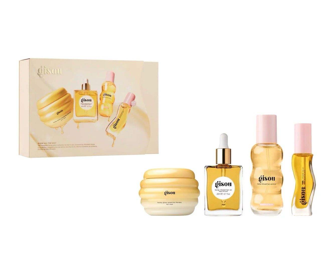 Gisou  Glow All The Way Hair and Lip Gift Set
