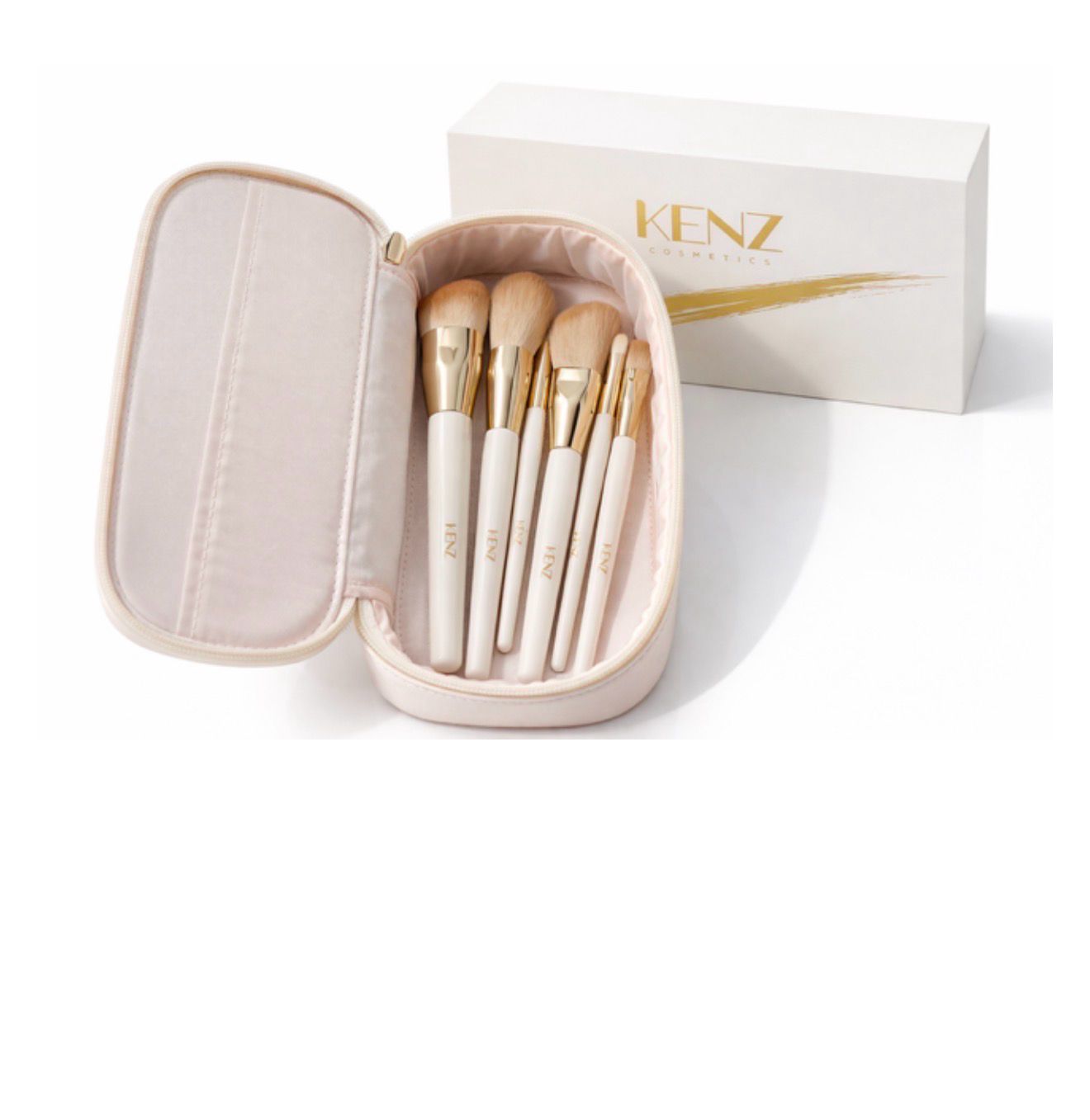 KENZ COSMETICS 6 piece makeup brush set with glossy bag