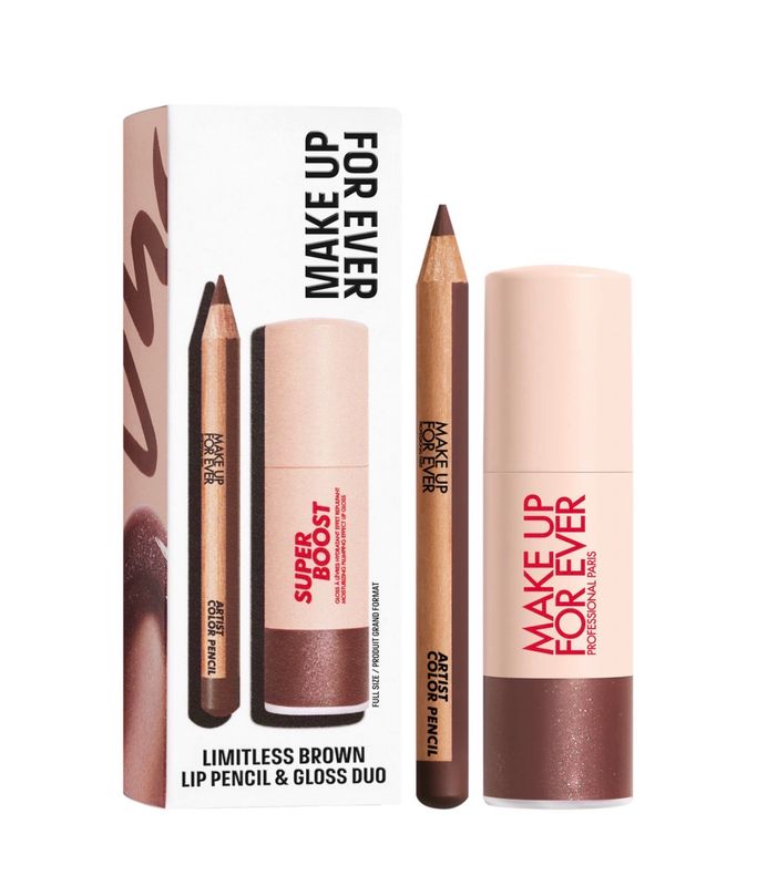 MAKE UP FOR EVER  Mini Artist Color Pencil Lip Liner & Full Size Super Boost Lip Gloss Kit